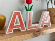 ALA - napis, IMIE 3D, litery z żywicą perłową, prezent, dekoracja