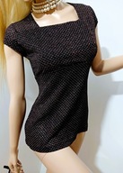 MIENIĄCA SIĘ BLUZKA ORNAMENTOWY WZÓR SREBRNO-CZERWONO -CZARNA S