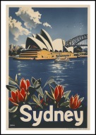 A2 KOLOROWY PLAKAT SYDNEY, AUSTRALIA, SYDNEY OPERA HOUSE, VINTAGE RETRO