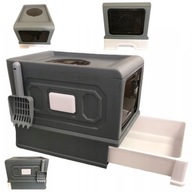 DUŻA KUWETA DLA KOTA Z SZUFLADĄ SKŁADANA + ŁOPATKA PUDEŁKO Z SZUFLADKĄ KOTY