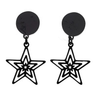 55697 Kolczyki czarna stal chirurgiczna ażurowe gwiazdy