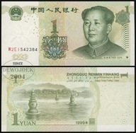 BNB - CHINY 1 Yuan 1999 W2E1 542384 # P895b # typ numeracji LCLC # UNC