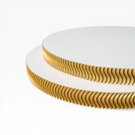 Podkład pod tort STYRODUR BIAŁY 34 cm ZŁOTY BOK Karbowany " Złota Fala 3D”