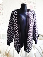 KARDIGAN SWETER NARZUTKA KWADRATY AZTECKI CELTYCKI SWETERKOWY DZIANINA