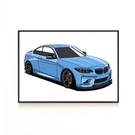 PLAKAT SAMOCHÓD BMW M2, NIEBIESKI, PLAKATY NA ŚCIANĘ, DEKORACJE DO POKOJU
