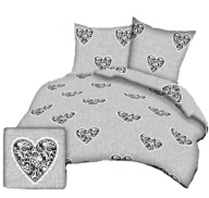 pościel bawełna lux 160x200 + 2x70x80 zamek B 277 Koronkowe serca szare
