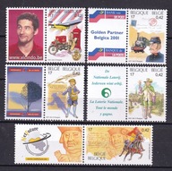 BELGIA** Lokomotywa, motocykl, wystawa BELGICA'01, przywieszki Mi 3046-50