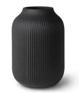 Ceramiczny wazon z rowkami matowy czarny 20cm