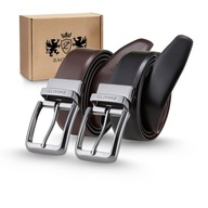 Pasek skórzany męski DWUSTRONNY skóra naturalna Czarny/Brązowy ZAGATTO