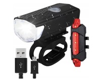 Lampka ROWEROWA LED USB przód tył wodoodporna ładowalna zestaw