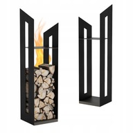 STOJAK KOSZ NA DREWNO OPAŁOWE 122 CM DO KOMINKA STALOWY LOFTOWY NOWOCZESNY