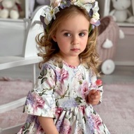 Chrisma – Sukienka dla dziewczynki rozkloszowana w kwiatki – 98 (~3 lata)