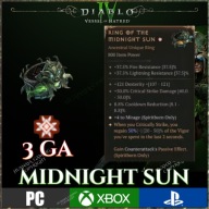 Diablo 4 IV RING OF THE MIDNIGHT SUN |*PÓŁNOCNEGO SŁOŃCA* 3 GA | SEZON 6