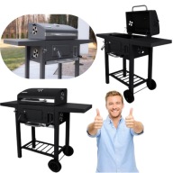 GRILL WĘGLOWY OGRODOWY DUŻY PRZENOŚNY Z POKRYWĄ ZAMYKANY TERMOMETR RUSZT