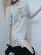 B.C. BEST CONNECTION popielata delikatna dzianinowa bluzka cyrkonie S