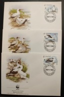 !! ZWIERZĘTA WWF PTAKI - SAINT VINCENT 1995 - 3 KOPERTY FDC - STAN BDB !