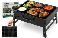 GRILL TURYSTYCZNY NA WĘGIEL DRZEWNY FORMAT WALIZKI KOMPAKTOWY Z UCHWYTEM