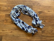 Biała apaszka chustka fioletowe wzory