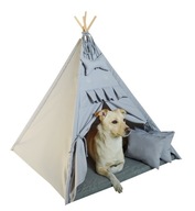 Nowoczesne tipi dla średniego psa legowisko budka szara z imieniem 70L