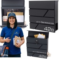 SKRZYNKA POCZTOWA NA LISTY WRZUTNIA Z WŁASNYM ADRESEM GAZETNIK 37X37X10.5CM