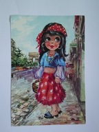 Dziecko, dziewczyna stojąca na ulicy Paryża - proj. Michel Thomas pocztówka