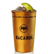 METALOWY ZŁOTY KUBEK BACARDI CUBA LIBRE JAGERMEISTER MIEDZIANY VINTAGE