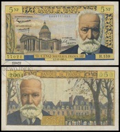 BNA - FRANCJA 5 Nowych Franków 1965 H.159 77021 # P141 # VICTOR HUGO # VF