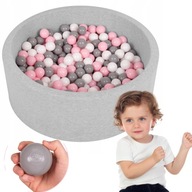 Suchy basen 90x30 cm Selonis z 200 piłeczkami, jasnoszary pokrowiec