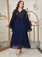 Hit !_NOWA luksusowa WYSMUKLAJĄCA sukienka maxi_HAFTY cekinami_halka_r.52