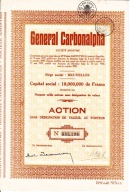 Belgia – akcja General Carbonalpha, Bruksela, z kuponami, 1937, ozdobna
