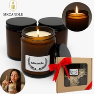 ZESTAW 3 ŚWIEC ZAPACHOWYCH 240ml MKcandle NA PREZENT DRZEWO SANDAŁOWE