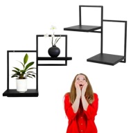 KWIETNIK WISZĄCY ŚCIENNY LOFT 2 PÓŁKI METALOWY CZARNY DUO RIPIANI 40CM