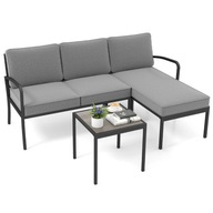 Zestaw mebli ogrodowych metal Costway szary 3 el.