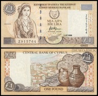 BNA - CYPR 1 Funt Lira 1998 Z 915764 # P60b # seria jednoliterowa Z # XF-