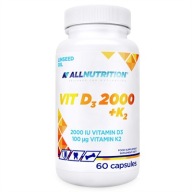 ALLNUTRITION VIT D3 2000 +K2 60KAP ODPORNOŚĆ KOŚCI ZĘBY INFEKCJE MIĘŚNIE