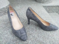 PETER KAISER nr 39-39,5/6UK wygodne i eleganckie szare czółenka skóra