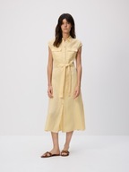 RESERVED PREMIUM sukienka szmizjerka z lnu 100% len jasnożółta M