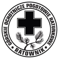 Naklejka bez tła RATOWNIK GÓRSKIE OCHOTNICZE POGOTOWIE RATUNKOWE GOPR
