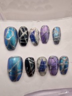 Press- on nails arcane hextech viral sztuczne paznokcie LoL