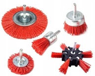 ZESTAW SZCZOTEK NYLONOWYCH DO WIERTARKI WKRĘTARKI 5 SZTUK METAL DREWNO RDZA