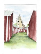 Gammelstad, Szwecja, akwarela, oryginał, format A5