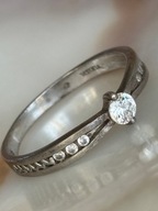 VERONA pierścionek obrączka stary srebrny cyrkonie