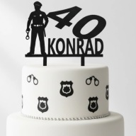 Topper na tort dekoracja urodziny PERSONALIZACJA różne kolory POLICJANT!!!