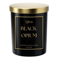 ŚWIECA ZAPACH PERFUM BLACK OPIUM ŚWIECZKA W CZARNYM SZKLE ZŁOTA POKRYWKA