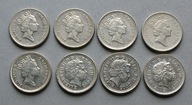 WIELKA BRYTANIA 5 PENSÓW 1990-2007 ZESTAW 8 SZT.