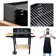 GRILL OGRODOWY DUŻY SMART ROŻEN PÓŁKI NA KÓŁKACH WĘGLOWY MOCNY STALOWY 5w1