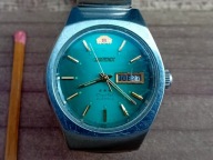 STALOWY ZEGAREK ORIENT CRYSTAL 21- JEWELS , LATA 70-te , TARCZ ZIELONA