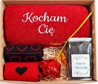 PREZENT NA WALENTYNKI walentynkowy dla NIEJ ręcznik z haftem dla żony RÓŻA