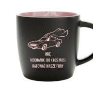 Kubek IMIĘ MECHANIK ratuję fury personalizowany różowe wnętrze grawer