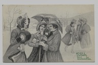 Damy Stroje zimowy spacer 1912r. V. K. Vienne 103D